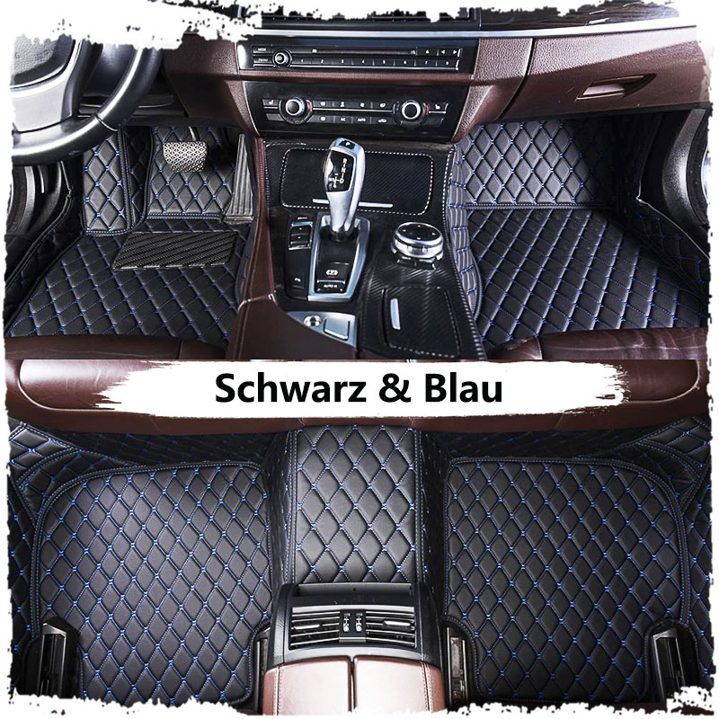 Schwarz & Blau Luxus Individuelle Auto-Fußmatten – Witamats