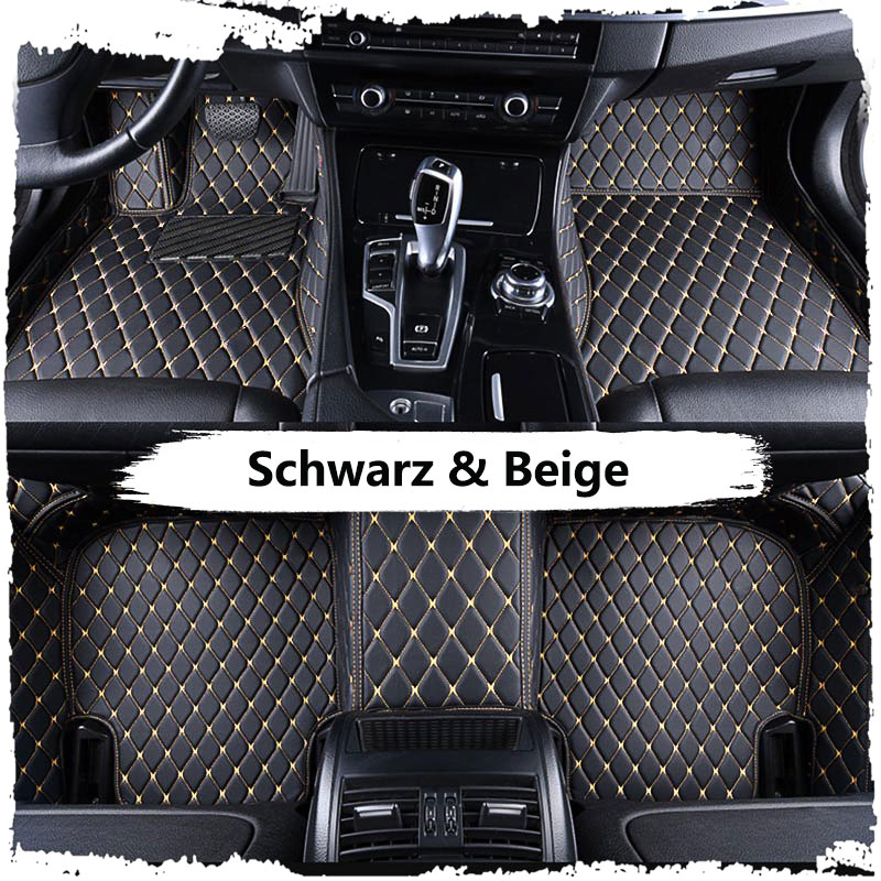 Schwarz & Beige Luxus Individuelle Auto-Fußmatten – Witamats
