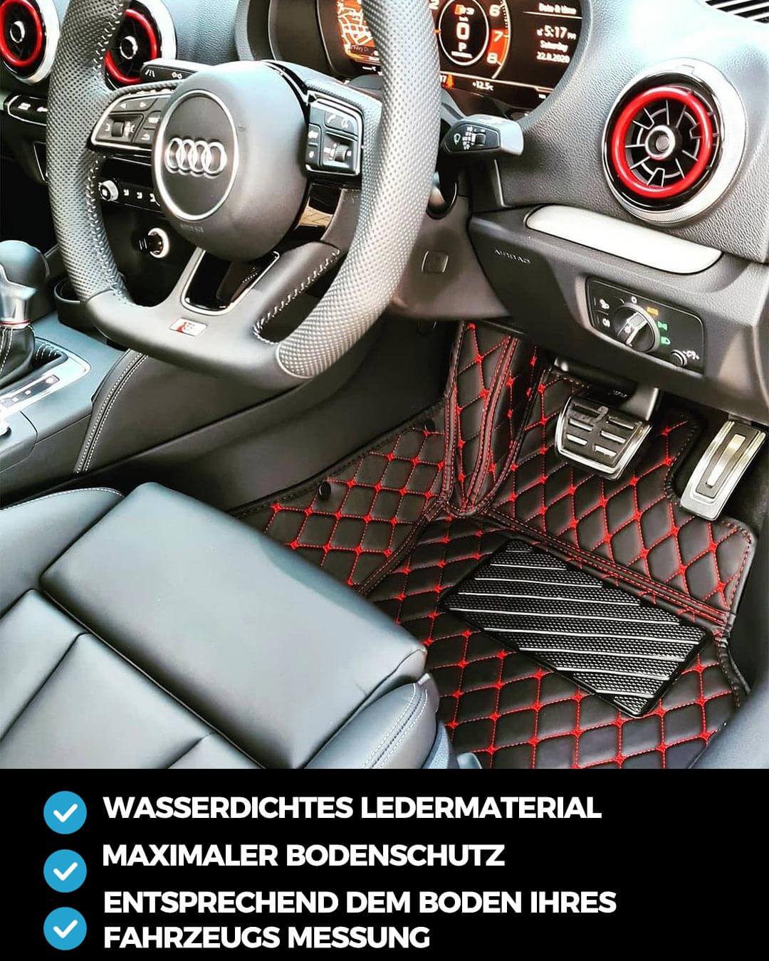 Nappaleder Auto Fußmatte für MG ZS Electric 2017-2023, Doppellagige  Luxus-Auto-Fußmatte, Allwetter wasserdichte und rutschfeste  Fussmatten,C/Beige