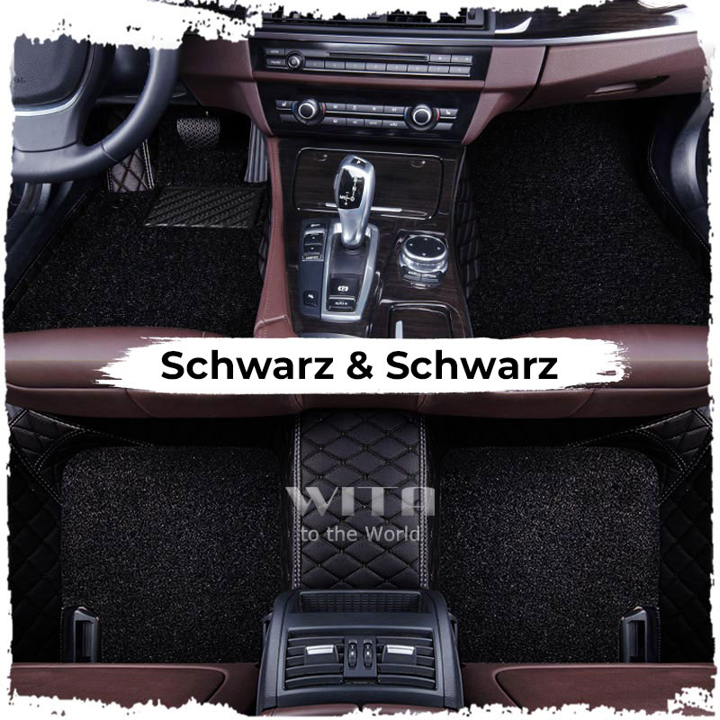 Schwarz & Schwarz Luxus Double Layer Individuelle Auto-Fußmatten – Witamats