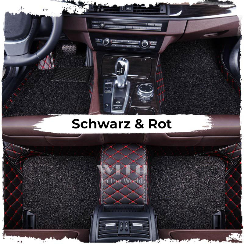 Schwarz & Rot Luxus Double Layer Individuelle Auto-Fußmatten