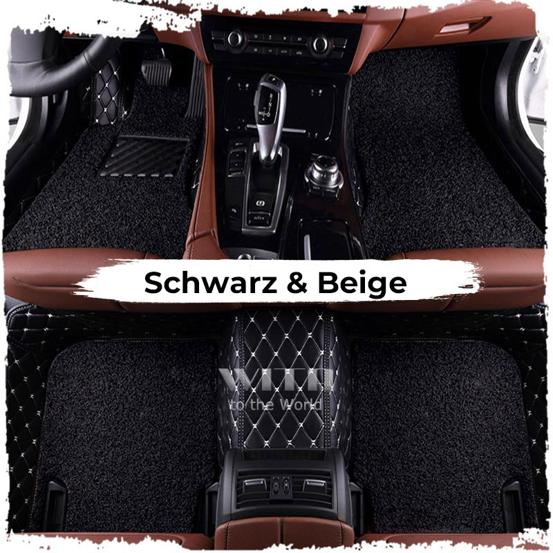Schwarz & Beige Luxus Double Layer Individuelle Auto-Fußmatten – Witamats