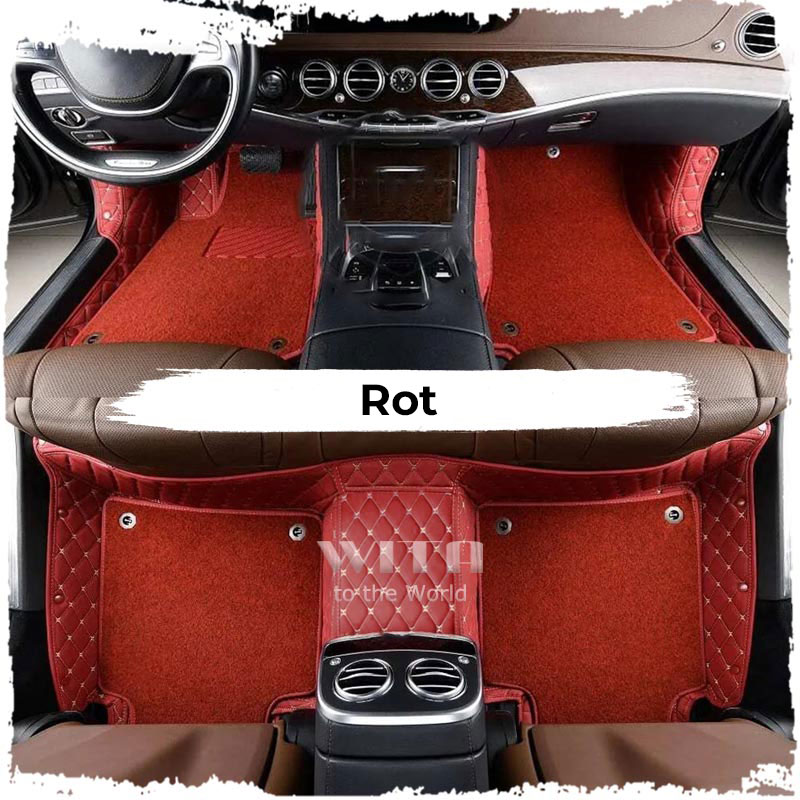 Rot Luxus Double Layer Individuelle Auto-Fußmatten – Witamats
